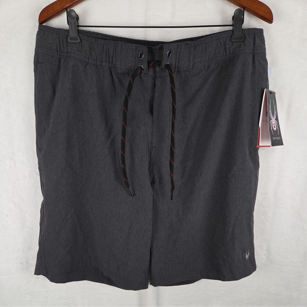 Spyder Swim Shorts Trunks Lined Elastic Waist Drawstring XXL Gray Pocket NWT
